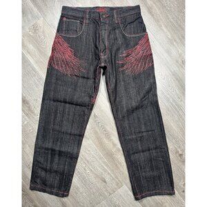 Vintage Evolution By Design Black Red Skater Baggy Jeans  - Men Size 30 X 30